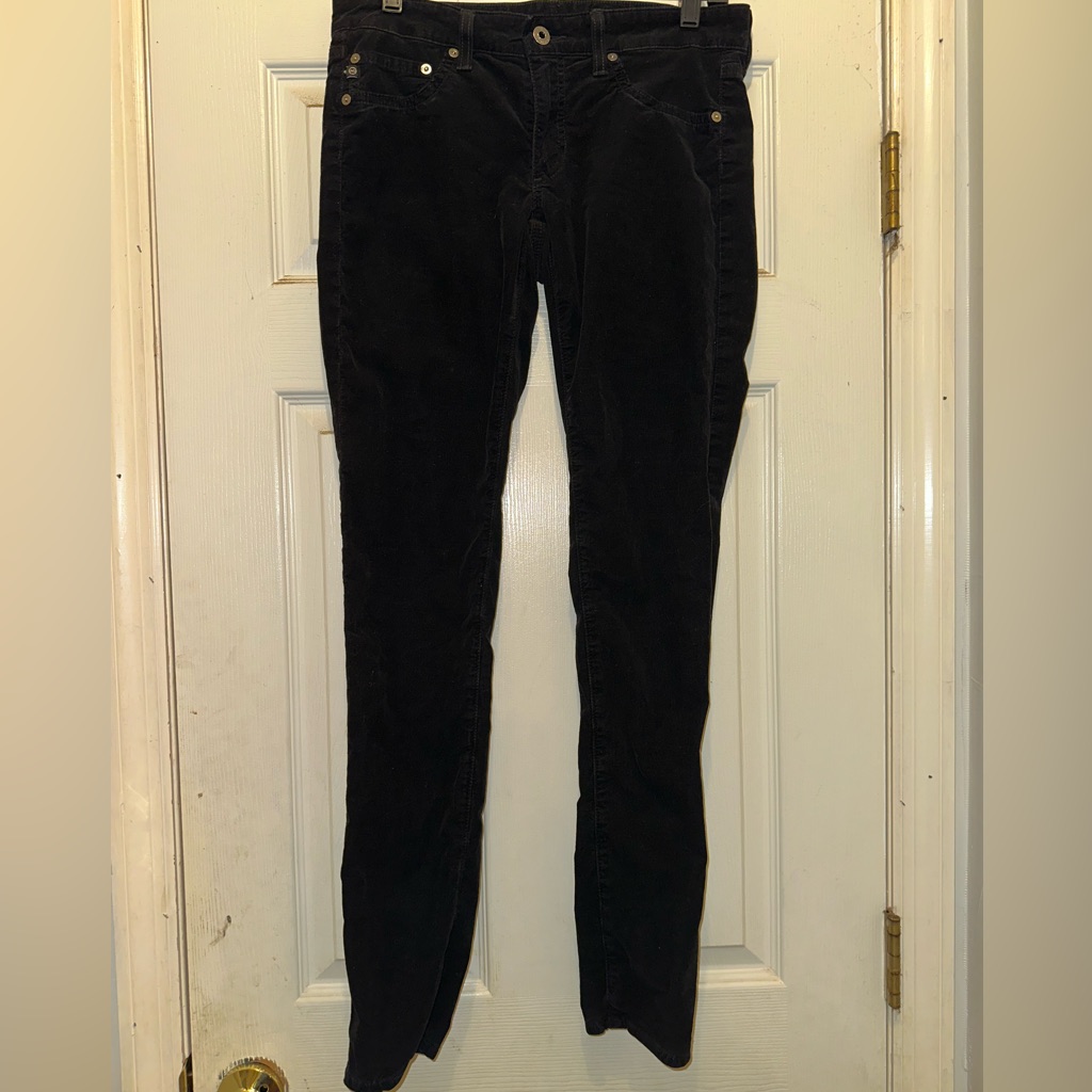 Adriano Goldschmied Black Velvet Jegging Super Skinny Fit, Size 29r
